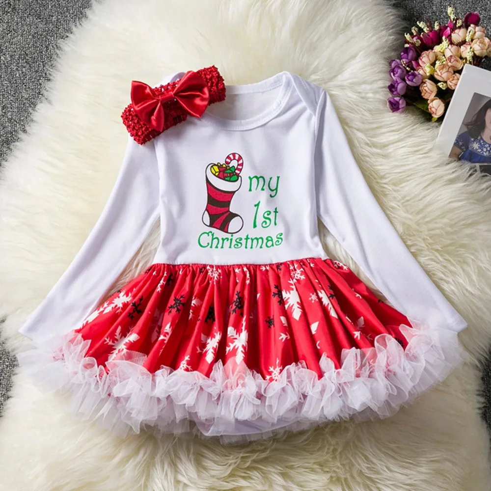 

Toddler Newborn Baby Girls Fashion O-Neck Long Sleeve Ball Gown Princess Letter Tutu Dress Christmas Dress clothes