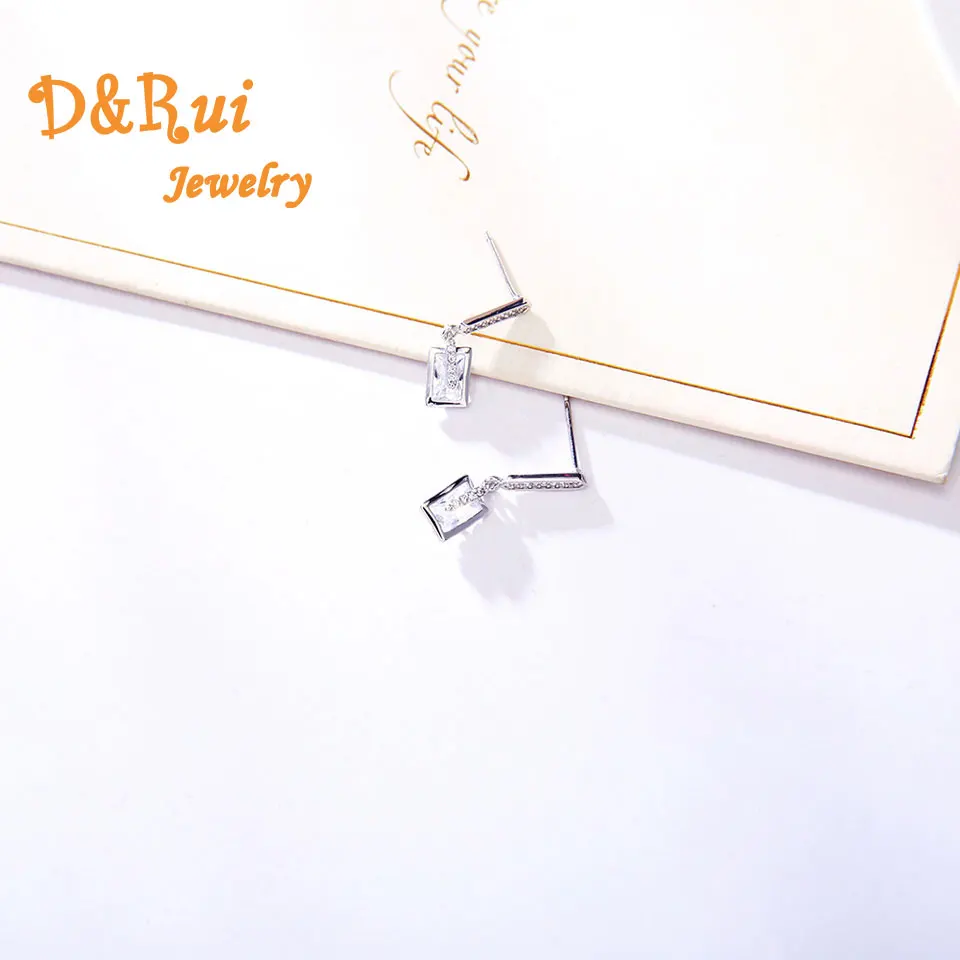 

Geometric Earrings Korean Jewellery Fashion Women's Wedding Drop Earring 2019 Zircon Square Crystal Accessories Woman Ear Best