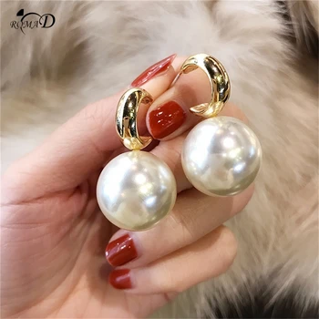 

Type C Earrings Big Pearl Earrings Natural Freshwater Pearl 925 Sterling Silver hook Jewelry For Women birthday present A30
