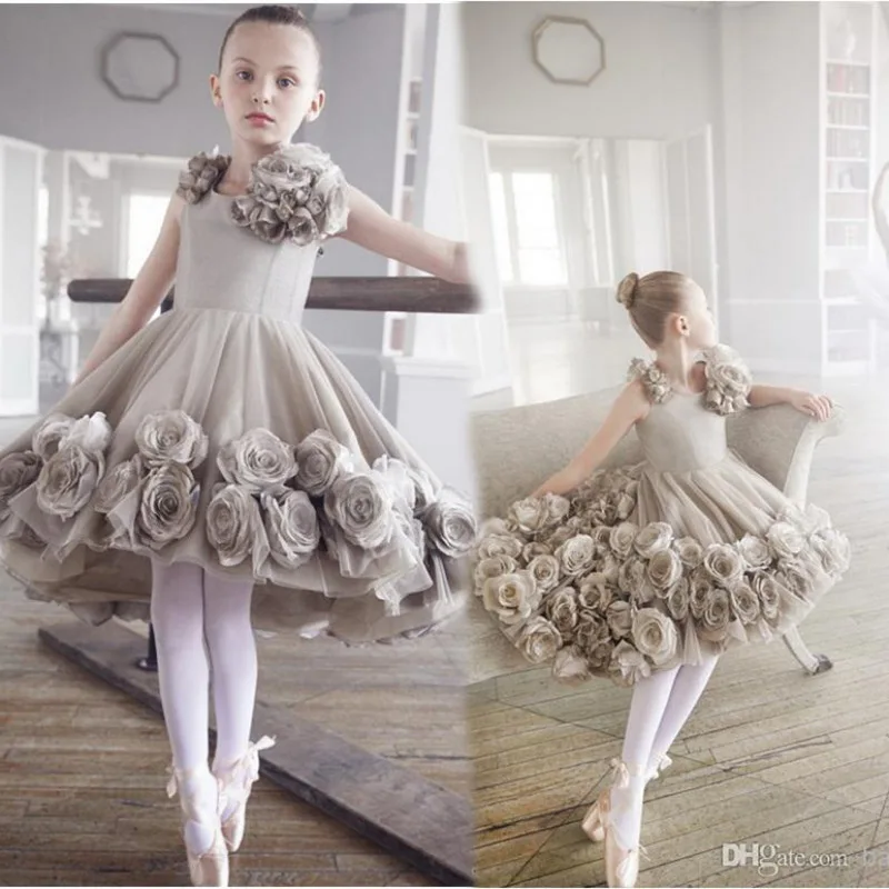 

New 2018 Party Style Baby Girl Princess Dress Rose Flower Shoulder Costume Girls Wedding Flower Dresses Evening Vestido GDR379