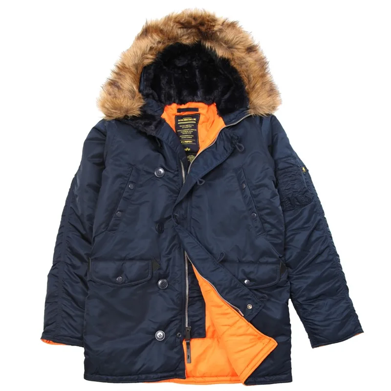N3B Men s Polar Winter clothes slim N 3B amry USA Flying Parka warm Long Jacket