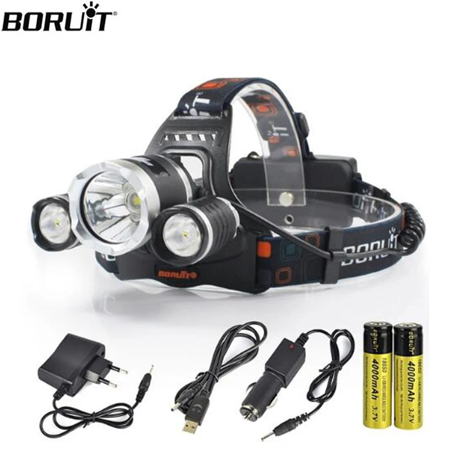 

BORUIT XML T6 R2 LED Headlight 4 Mode Powr Bank Headlamp Waterproof Hunting Camping Head Torch LED 18650 Battery Flashlight
