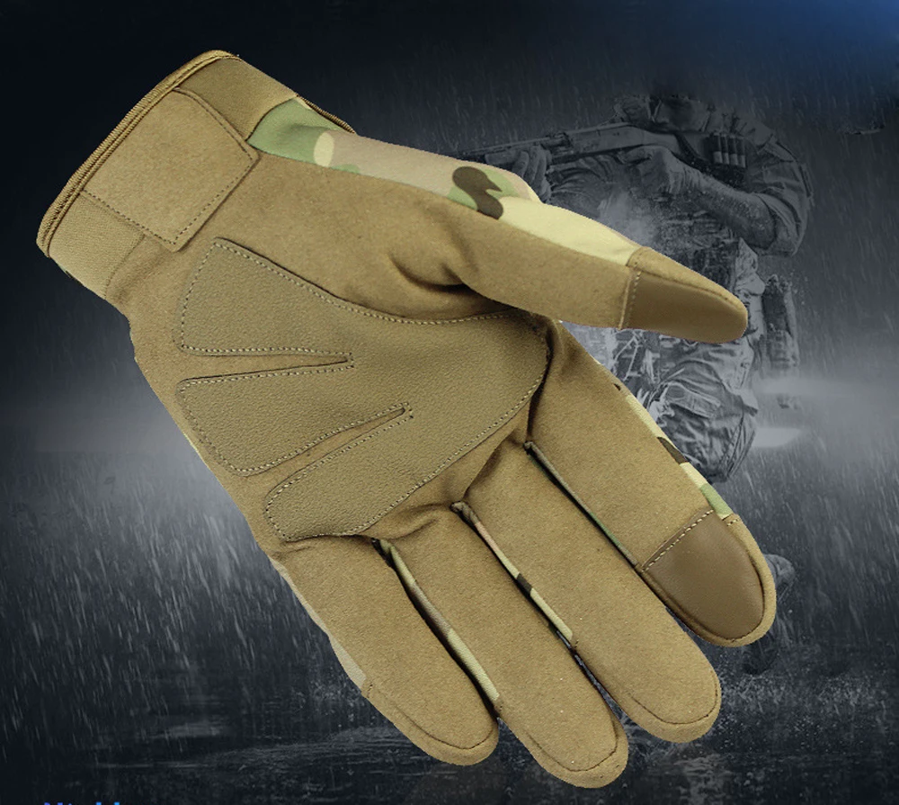 Сенсорный экран камуфляжная, с расцветкой Мультикам тактические перчатки армейские военные Airsoft на открытом воздухе Альпинизм съемки Водонепроницаемый полный палец перчатки
