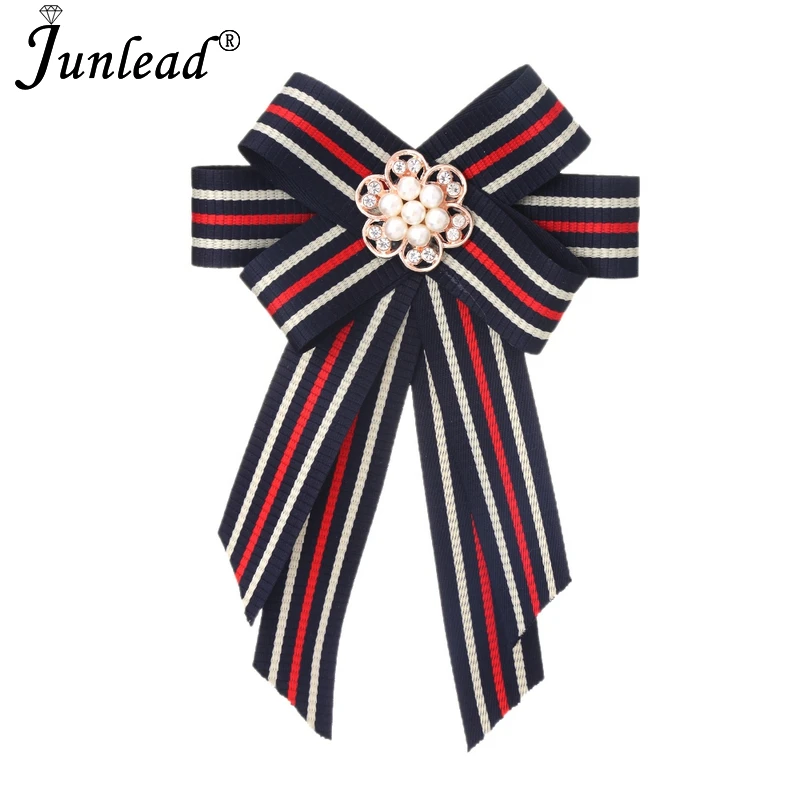 Junlead Модный женский ювелирный большой тканевый галстук-бабочка большой бант из ткани классический жемчуг цветок рубашка костюмы аксессуары брошь булавки