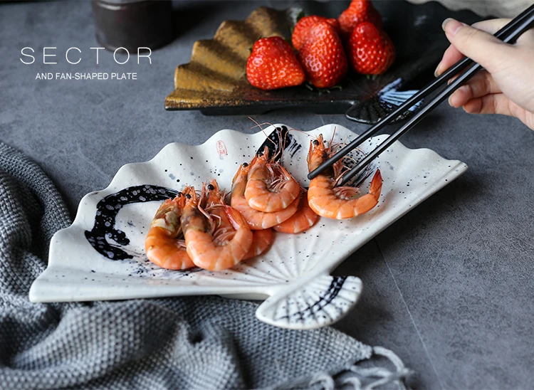 ANTOWALL китайский Ресторан Посуда ручная роспись Керамическая суши тарелка веерообразная тарелка для сашими декоративными украшениями