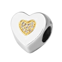 DIY бусины для изготовления ювелирных изделий из стерлингового серебра-ювелирные изделия, фирменные бусы в форме сердца 14 K настоящие золотые талисманы Серебро 925 Berloque Perles для женщин