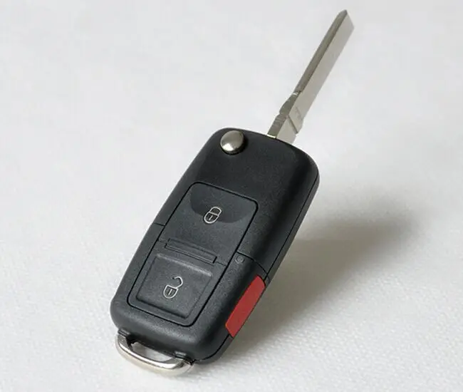 

Remote Flip Folding Key Shell 2+1 Panic Buttons For VW Volkswagen Golf MK4 Bora Uncut Blade Keyless Car Key Case Cover