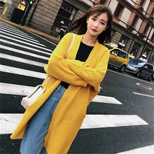 Осенний и зимний свитер куртка женская весна и осень длинный свободный свитер летучая мышь кардиган женский 5001