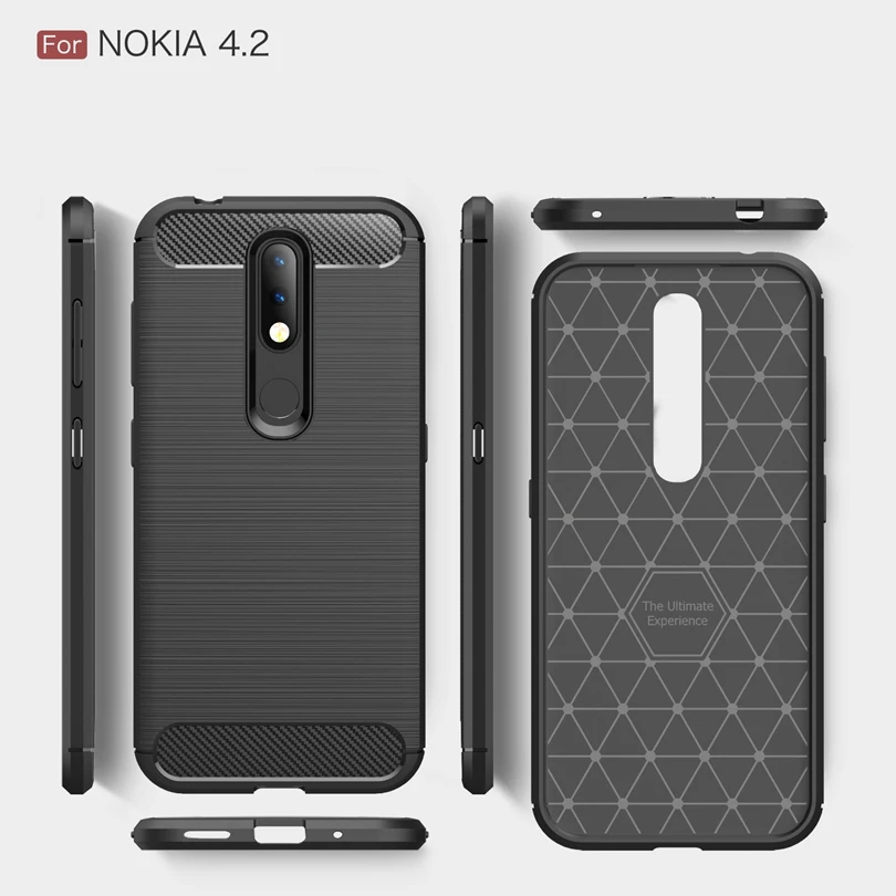 Чехол из углеродного волокна для Nokia 4 2/Nokia4.2 противоударный мягкий ТПУ матовый