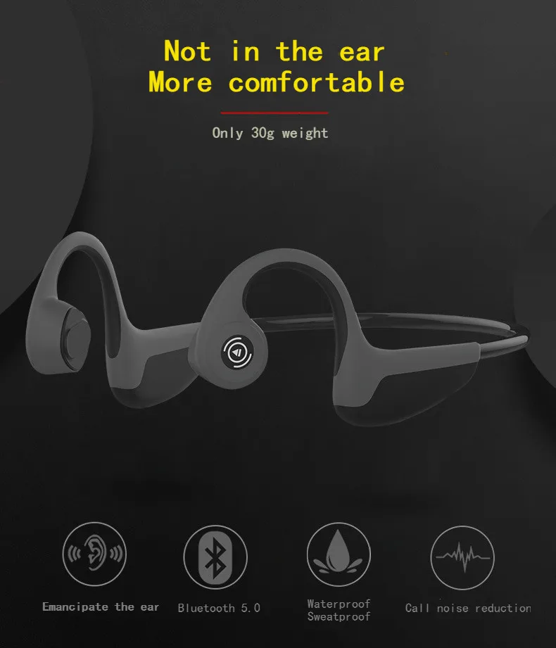 

FMJZ8S Bone conduction Bluetooth headset leve IPX 5 waterproof soprts earphone Lightweight Not in-ear Painless True high quality
