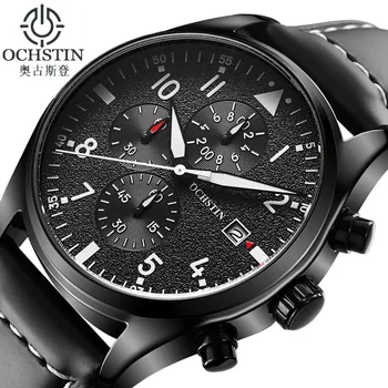 

OCHSTIN Watch Men Business Chronograph Luminous Waterproof Wristwatch Mens Luxury Brand Leather Quartz Sport Relogio Masculino