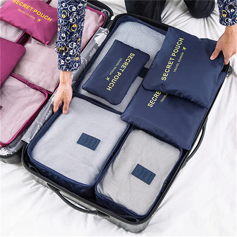 

Nylon Packing Cube Clothes Package System Durable 6 Pieces Large Capacity Unisex Clothing Sorting Organizer Travel Accessories