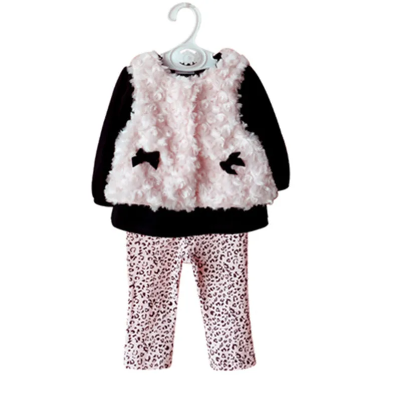 Зимний комплект одежды для маленьких девочек: жилет+ футболка+ штаны комплект из 3 предметов одежда принцессы для девочек