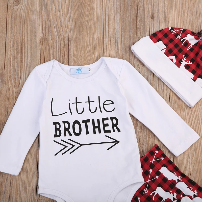 Ясельного и дошкольного возраста «Little Brother» и принтом наряды для маленьких мальчиков одежда с длинными рукавами детский комбинезон штаны