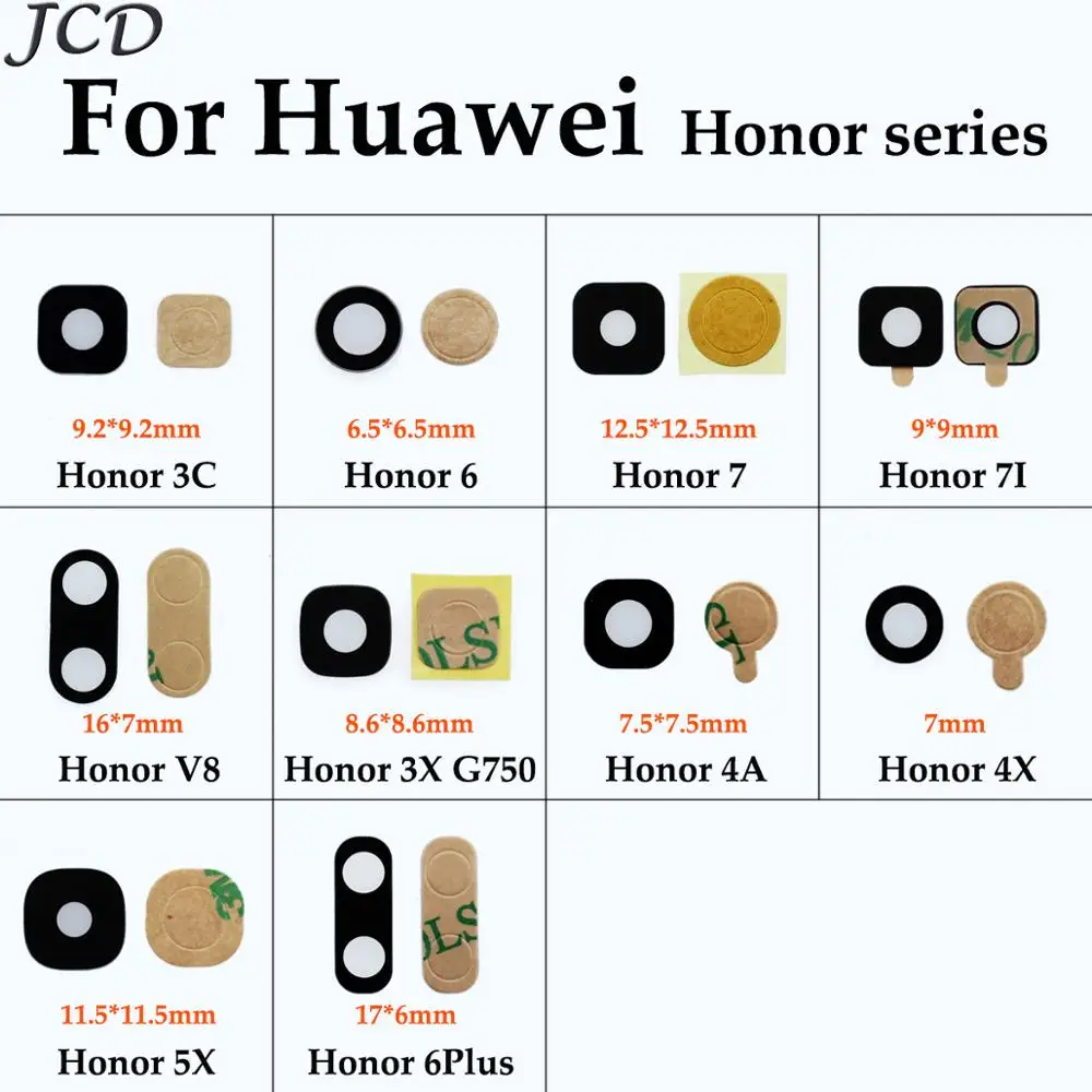 JCD 1 шт. Черная задняя крышка объектива камеры для Huawei Honor 6 3C 4X 3X G510 7 7I V8 4A 5X Plus