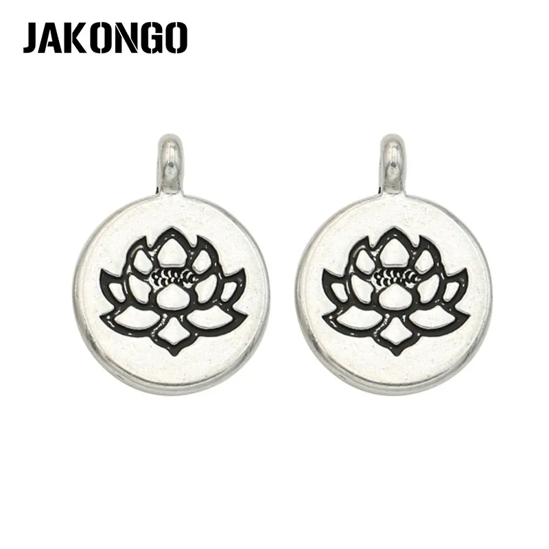 JAKONGO античный посеребренный цветок лотоса, Будда амулеты для изготовления ювелирных изделий браслет аксессуары ювелирных изделий 10 шт./лот