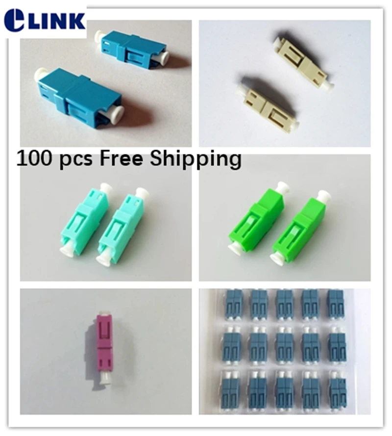 

100pcs LC fiber adapter SIMPLEX SM MM APC OM3 OM4 Blue green gray Aqua PINK SX optical fibre ftth coupler free shipping IL<0.2db