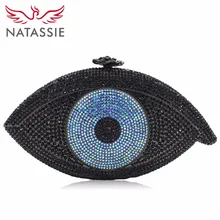 NATASSIE The Evil Eye Shape Women Luxury Clutch Bag Evening Bags Ladies Party Purse With Chain