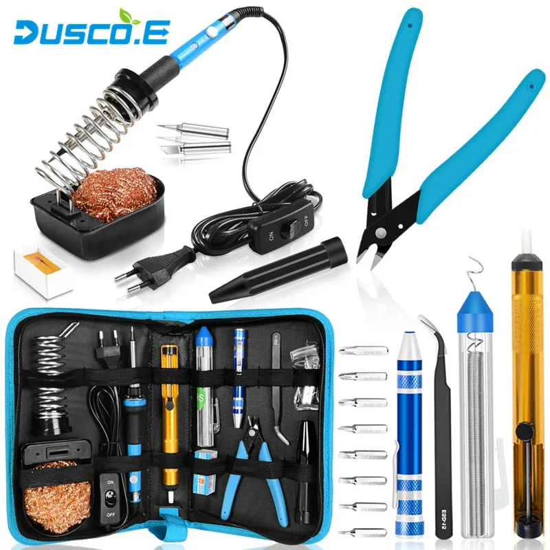 

Electric Soldering Iron Kit EU US Plug 110V 220V 60W Thermostatic Electric Soldering Iron Station With Soldering Tip Solder Wire
