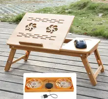 Laptop Table With Cooler Folding Bamboo Notebook Desk