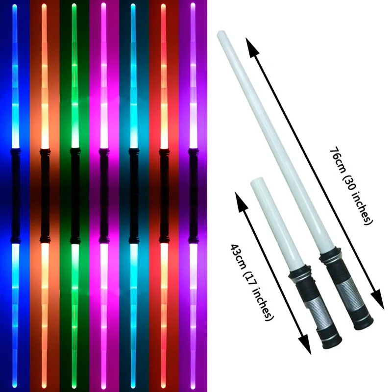 

2pcs/lot Star Wars Lightsaber Led Flashing Swords Toy Cosplay Props Kids Double Light Saber Toy Sword for Boys Christmas Gifts