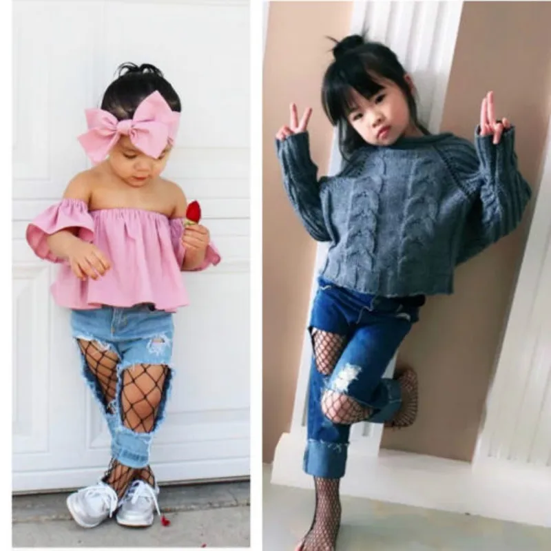 

FOCUSNORM 2017 Cute New Baby Girl Fish Net Pantyhose Waist High Lace Ruffle Tight Size Over 5 Years