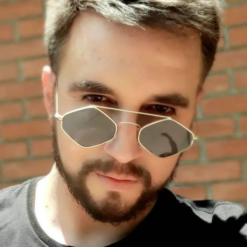 

2019 Retro Rhombus Sunglasses Men Polygon Sun Glasses Women Vintage Small Metal Eyewear Shades for Ladies UV400