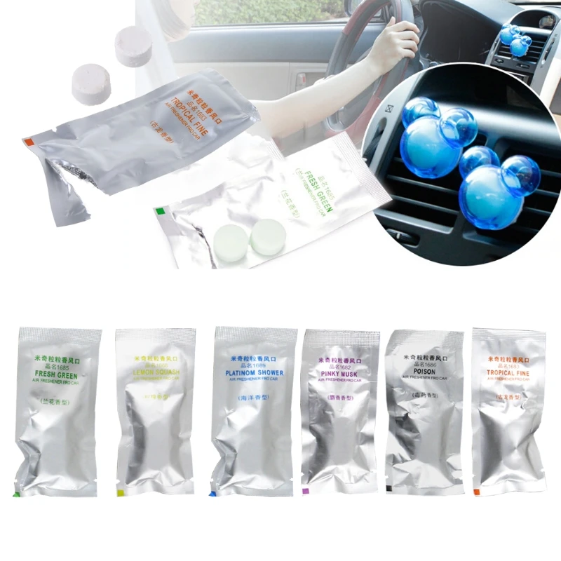 10pcs Car Air Freshener Perfume Tablet Pill Auto Dashboard Flower Clip