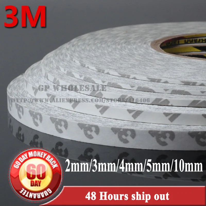 

5pcs 2mm/3mm/4mm/5mm/10mm*50M Original 3M 9080 Double Sided Adhesive Tape for Android Phone iphone Touch Screen Bezel LED Light