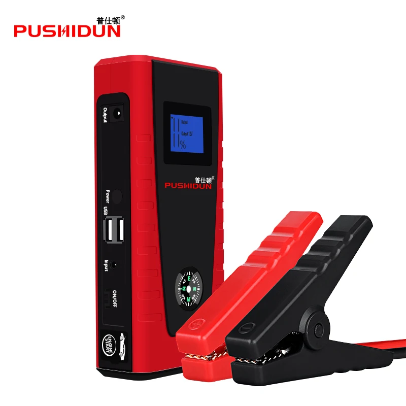 PUSHIDUN Emergency 12V Car Battery Jump Starter Booster 12000mAh Power Bank 800A Peak Current Multi function