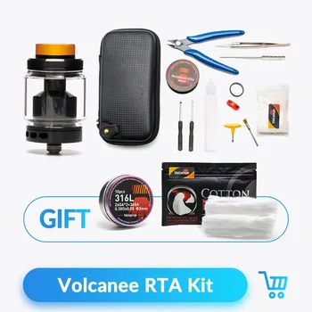 

Volcanee Dual Coil RTA Atomizer Tank with X6 Case Prebuilt Coil Tool Kit Bag Bacon Cotton E Cigarette Juice Vape oil Accessories