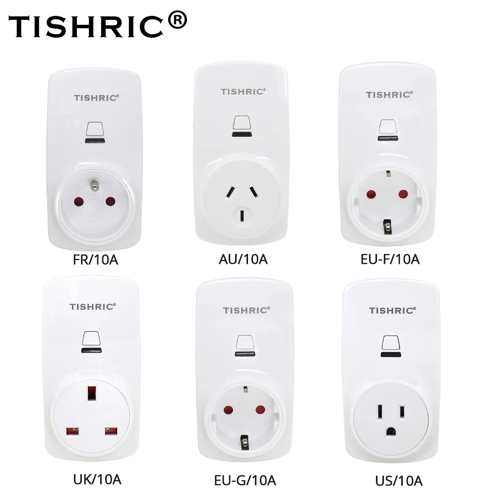 TISHRIC T30 умная вилка Wi-Fi ЕС/AU/FR/UK/US Евро адаптер 10A 220 V дистанционного Управление с Google дома Alexa Smart/WI-FI розетка