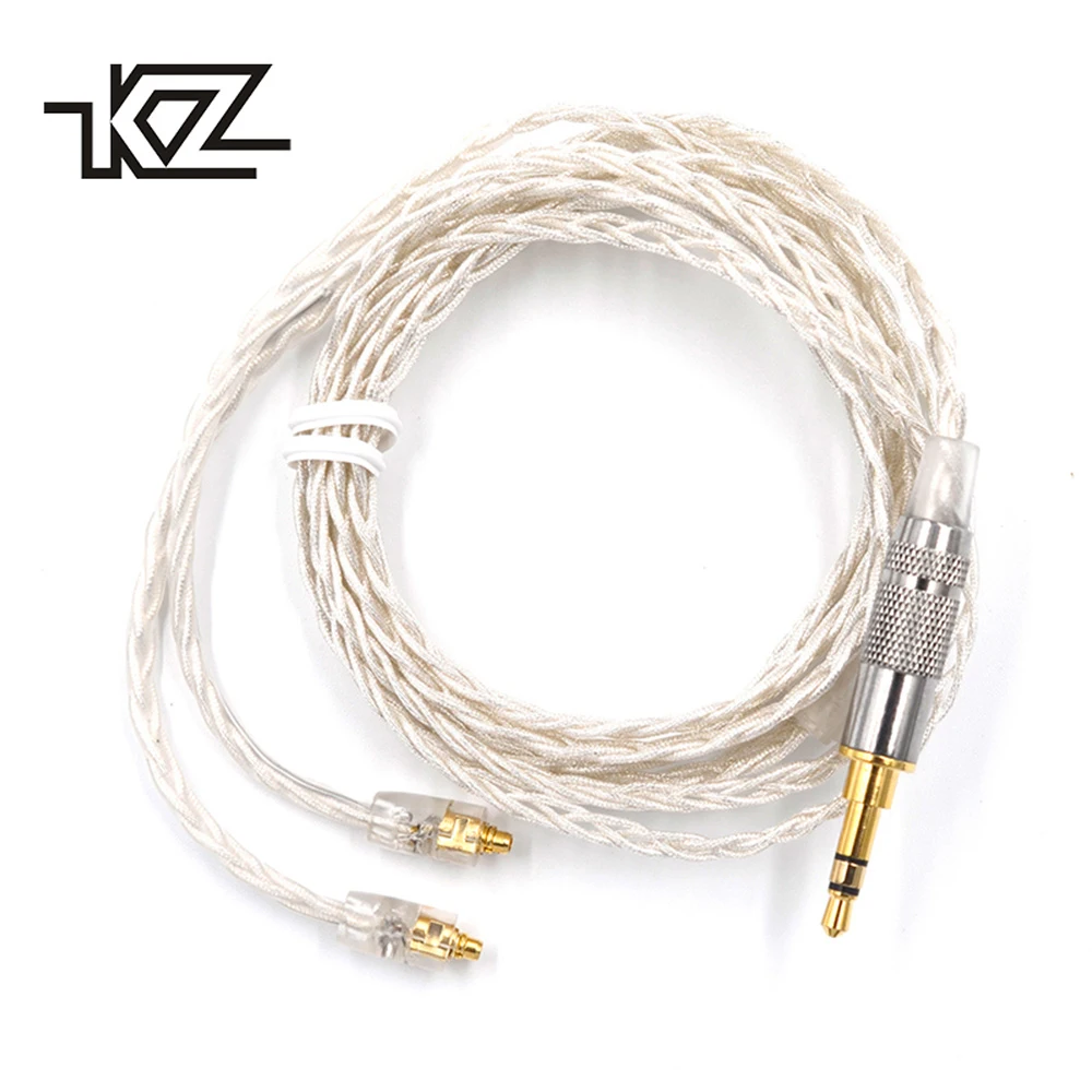 

KZ MMCX Braided Cable Earphones Interface Silver Plated Upgrade Wire 3.5mm Headphone Cable DIY Music Wire Jack AUX Earbuds Cable