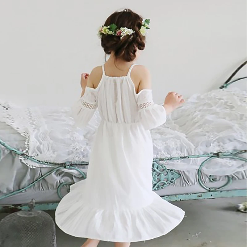 4-To-14-Years-Kids-Teenager-Girls-2017-Summer-Off-shoulder-White-Pink-Ruffle-Beach-Dress (6)