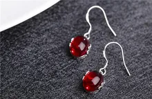 Luxury Jewelry Girls Earrings Fashion for women sterling-silver-jewelry Opening Natural Red gem Adjustable Women EARRING