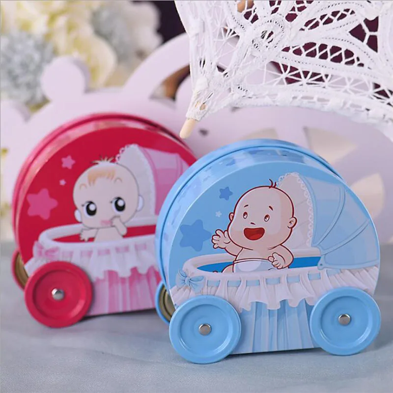 

AVEBIEN 10pcs Tinplate Candy Box Baby Shower Decor Supplies Stroller Shape Baby Shower Favors Kids Birthday Party Wedding Gifts