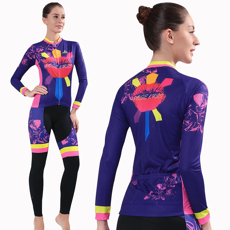 CHEJI велосипедная одежда для женщин весна осень длинный рукав Джерси Длинные брюки набор Customzied Pro Team велосипед Джерси брюки быстросохнущие