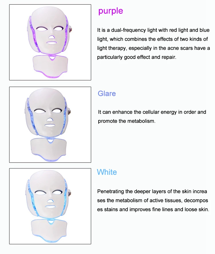 7 цветов светодиодный маска для лица машина фотонная терапия светильник омоложение кожи лица PDT уход за кожей маска для красоты с шеей
