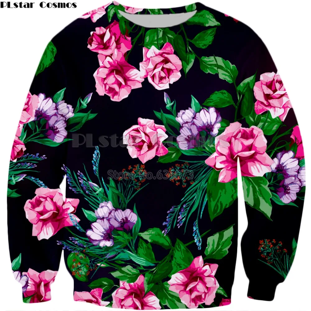 

PLstar Cosmos Brand clothing 2018 New style Mens Fashion Long sleeve sweatshirt flowers 3d Print Mens Womens Casual pullover