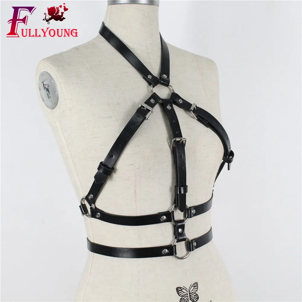 Fullyoung Sexy Sets 2PCS Women Garters Bra Harness Leg Bondage Straps Bra Leg Garter Goth Waist Belt Adjustable Gothic Leather Fullyoung Sexy Sets 2PCS Women Garters Bra Harness Leg Bondage Straps Bra Leg Garter Goth Waist Belt Adjustable Gothic Leather