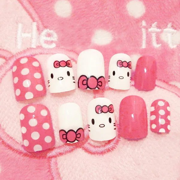 Hello Kitty Nail Art Cute Hello Kitty Nails Youtube