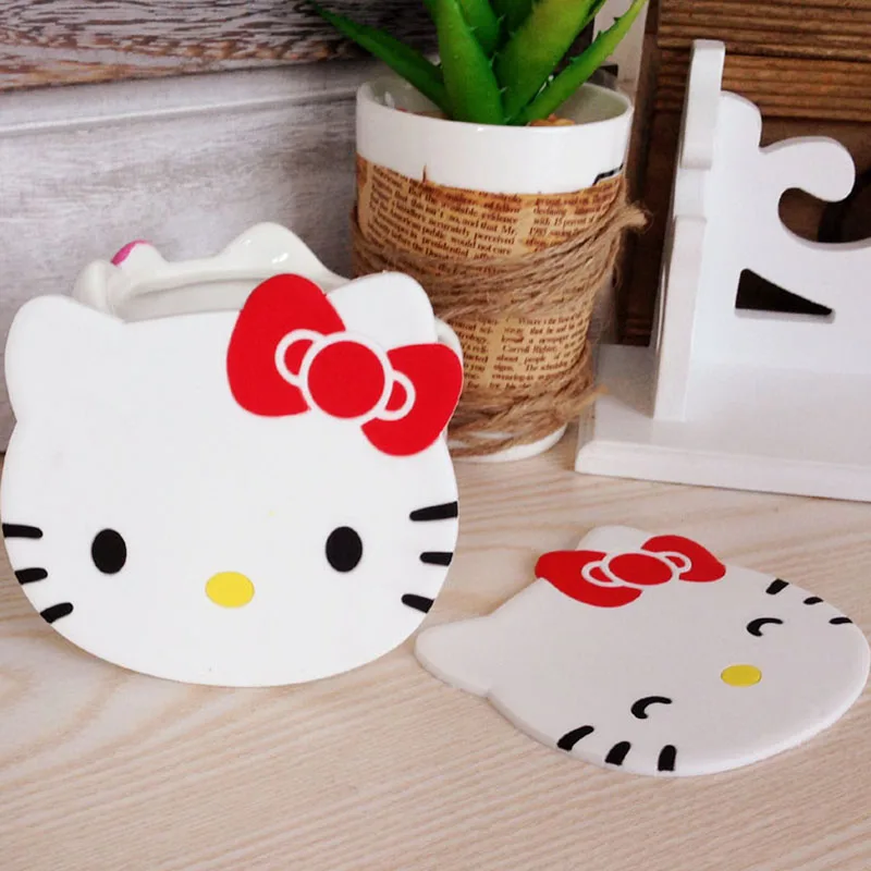 

1pcs/lot Cartoon Silicone Hello Kitty Drink Pads Dining Table Placemat Coaster Kitchen Accessories Mat Cup Bar Mug