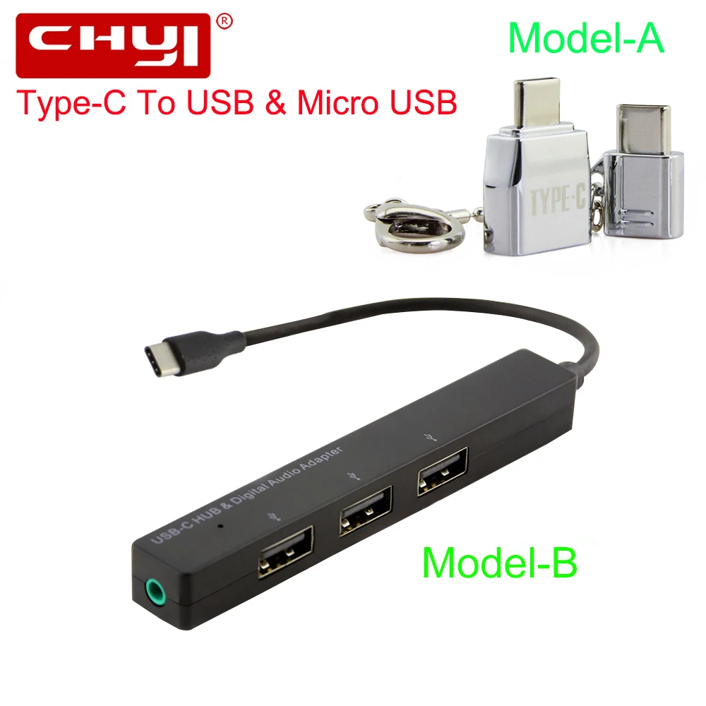 CHYI usb type-C концентратор USB-C-3 порта USB2.0+ 3,5 мм аудио разъем с разъемом type C адаптер для Micro USB Комплект для телефона Galaxy S8