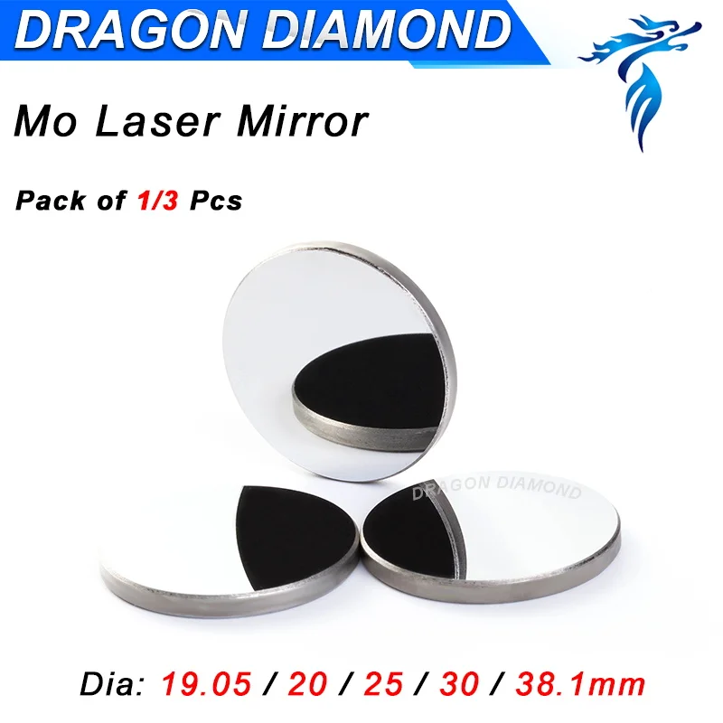 

Dragon Diamond High Quality Mo Mirror Dia. 20 25 30mm THK 3mm for CO2 Laser Engraving Cutting Machine Pack of 1Pcs/3 Pcs