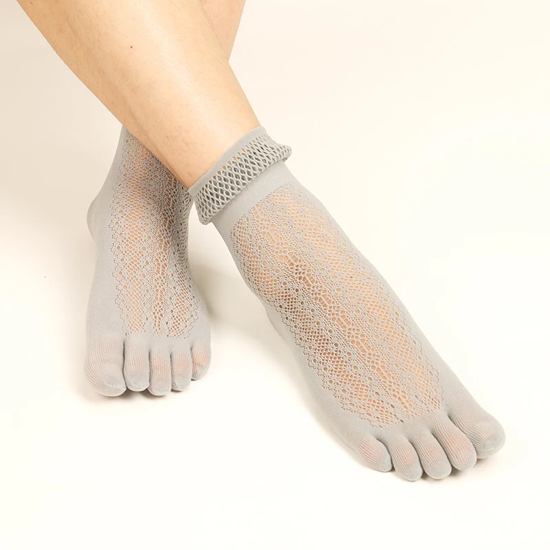 

5 Pairs Five Finger Sweat Short Socks Women's Thin Lace Hollow Comfortable Toe Socks