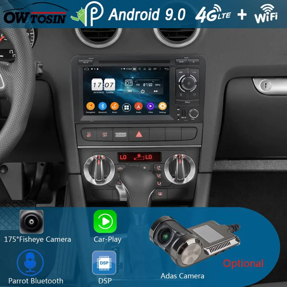 Cheap 7" IPS 8 Core 4G+64G Android 9.0 Car DVD Radio Multimedia GPS Navi For Audi A3 S3 RS3 2003-2013 DSP CarPlay Parrot BT Stereo 1