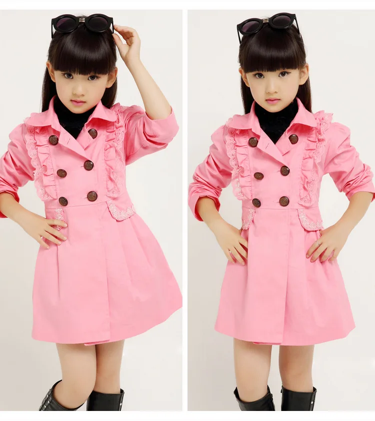 

2019 autumn children's clothes girls trenches solid long style cotton girl trench coats for girl kids windbreaker outerwear tops
