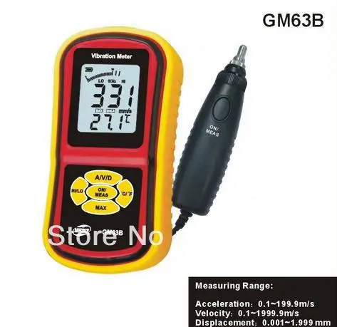 Vibration Meter GM63B Acceleration 0.1~199.9m/s Velocity 0.1~1999.9m/s