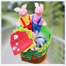 Marionetas de dedo cuento Los Tres Cerditos y el Lobo