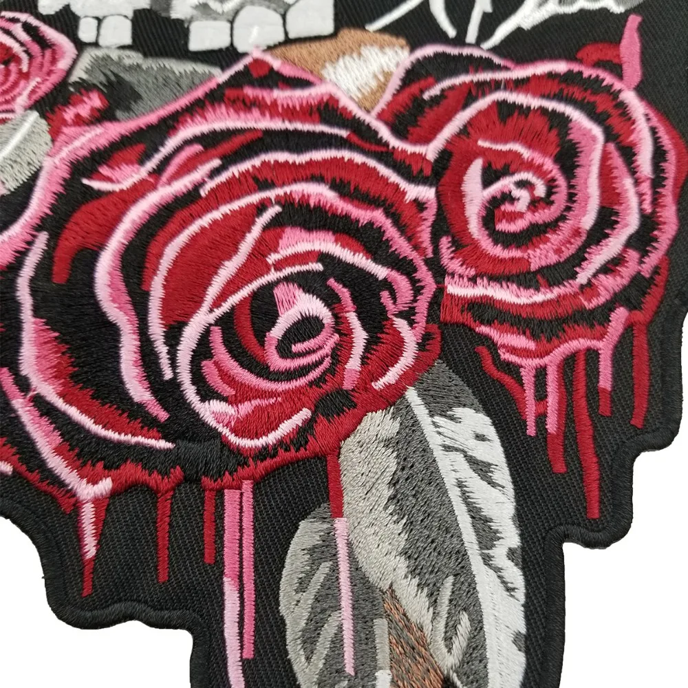 G17918-1 (2)ROSE SKULL EMBROIDERY PATCH
